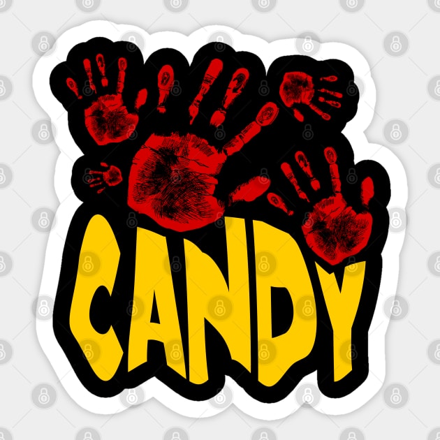 Bloody Hands Halloween Candy Design Sticker by etees0609